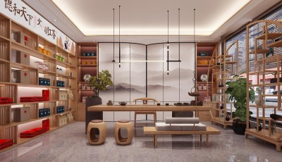 新中式茶叶店3D模型下载